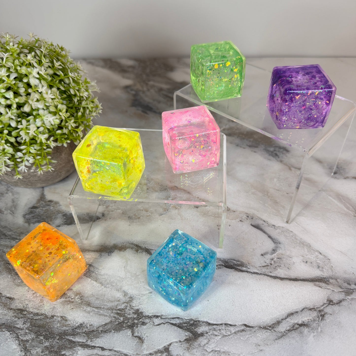 Squishy Toy - Square Glitter Cube