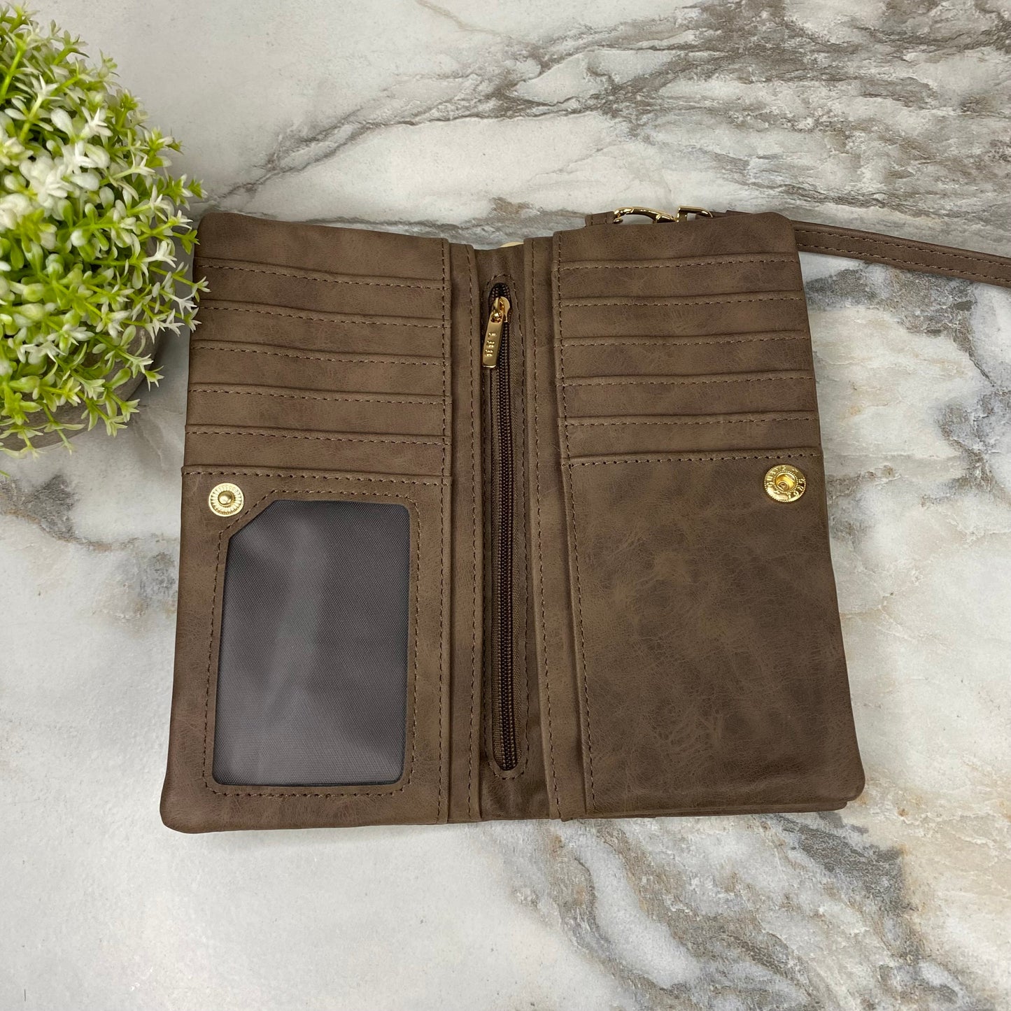 Wallet - Rectangle Soft Faux Leather - Brown