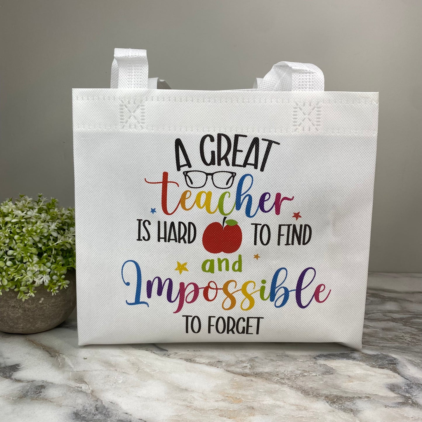 Reusable Tote Bag - Teacher - A Great Teacher on White