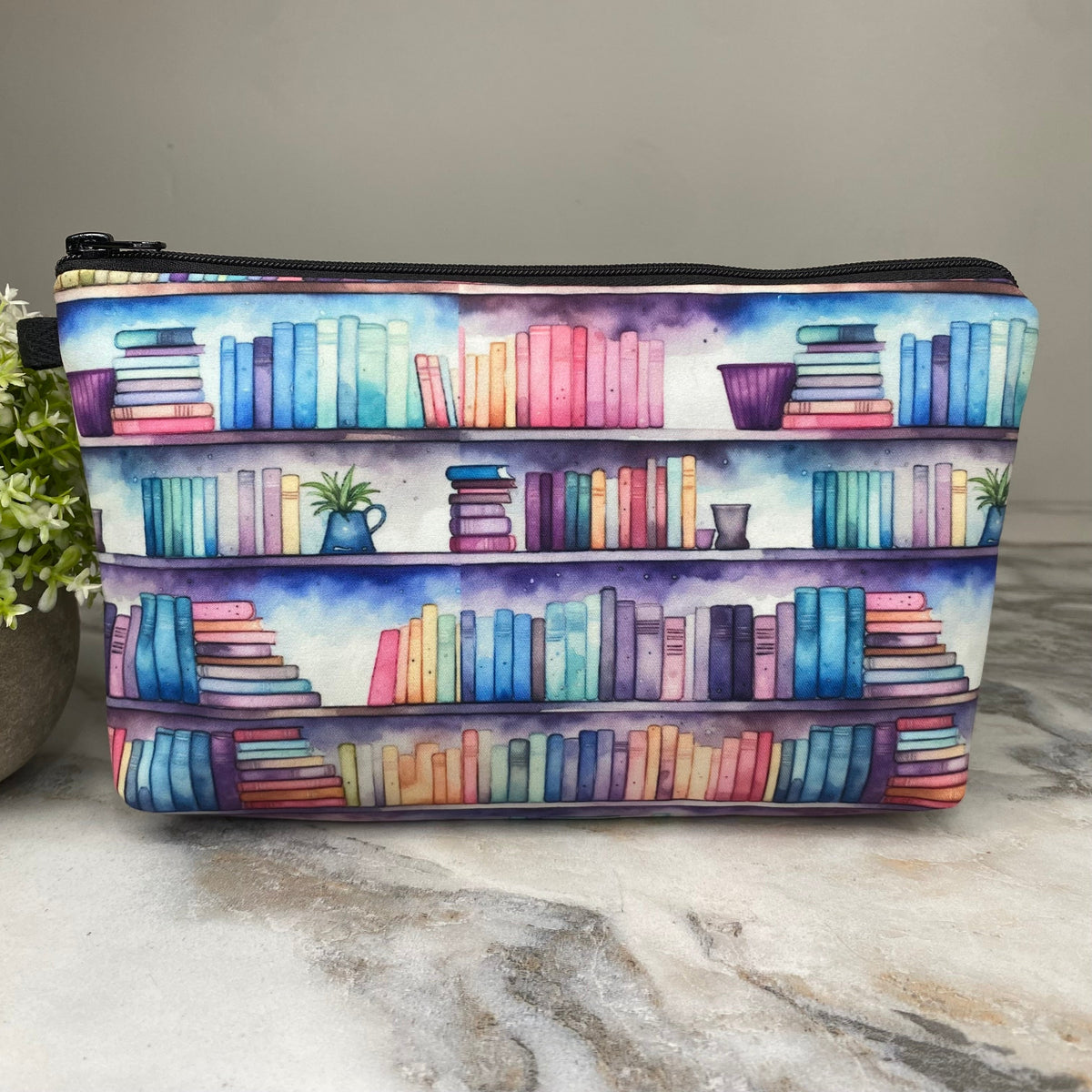 Pouch - Book, Watercolor Shelves