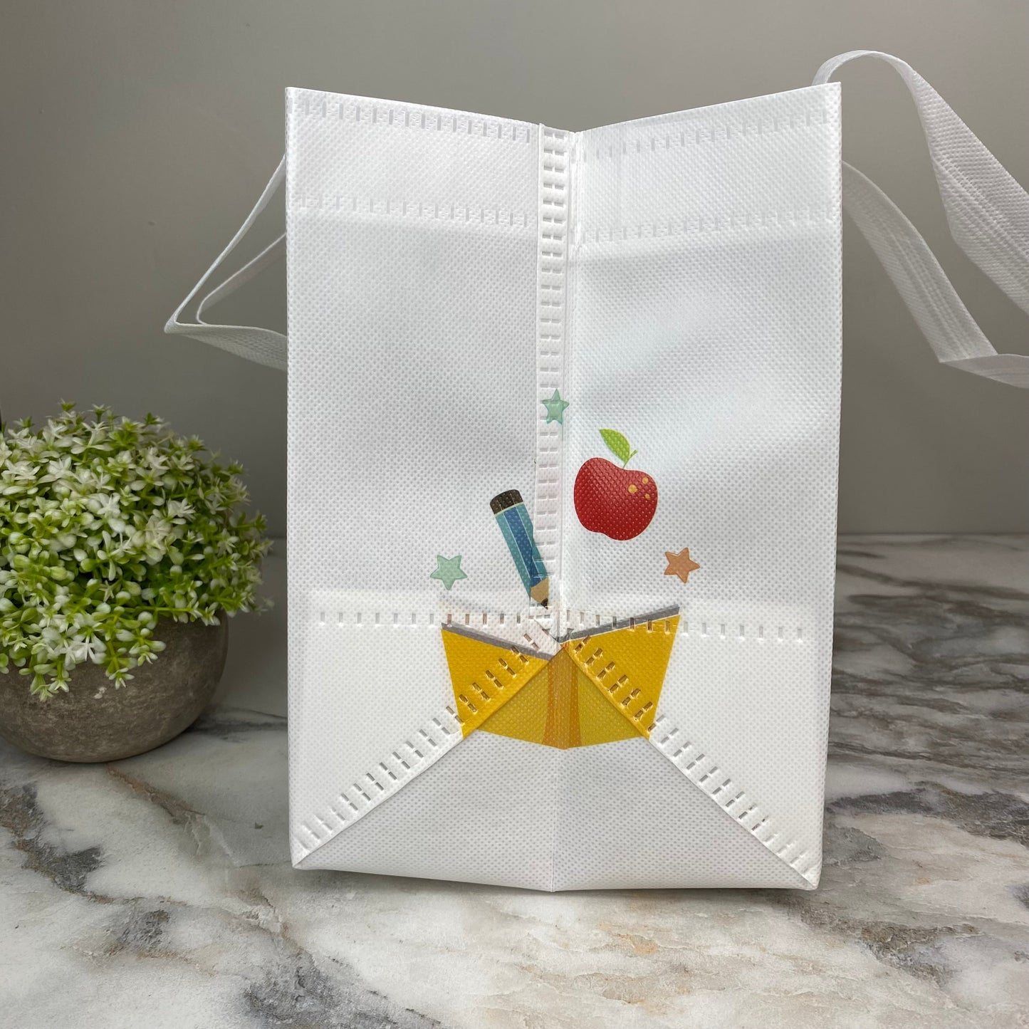 Reusable Tote Bag - Teacher - Big Heart on White