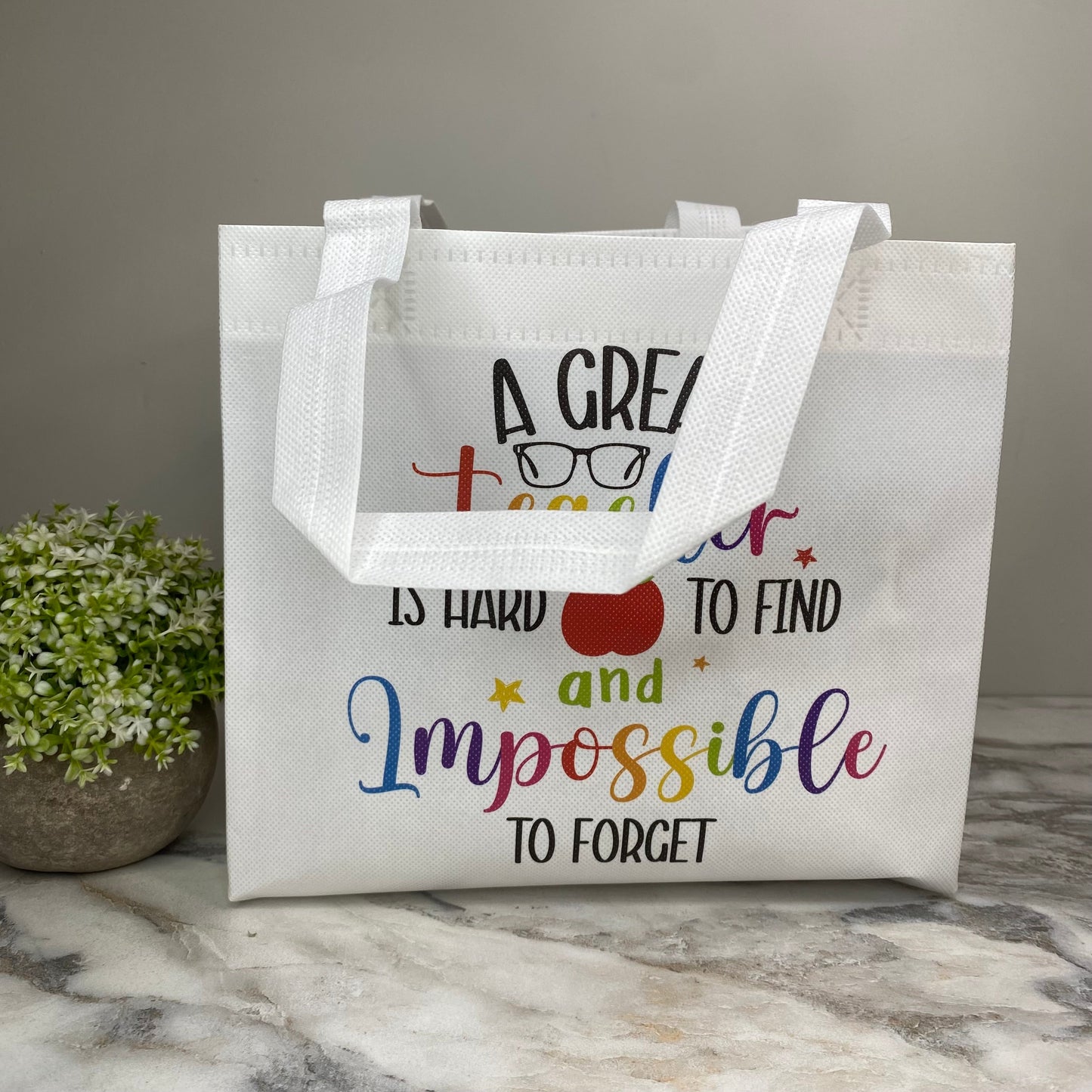 Reusable Tote Bag - Teacher - A Great Teacher on White