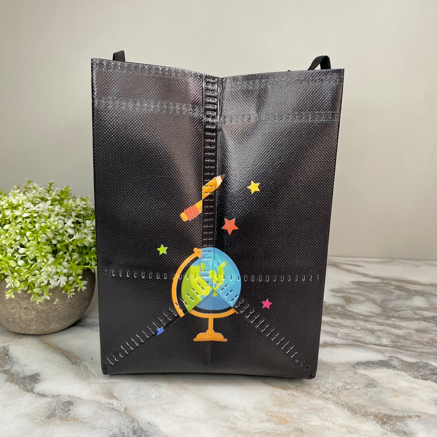 Reusable Tote Bag - Teacher - Plant Seeds on Black