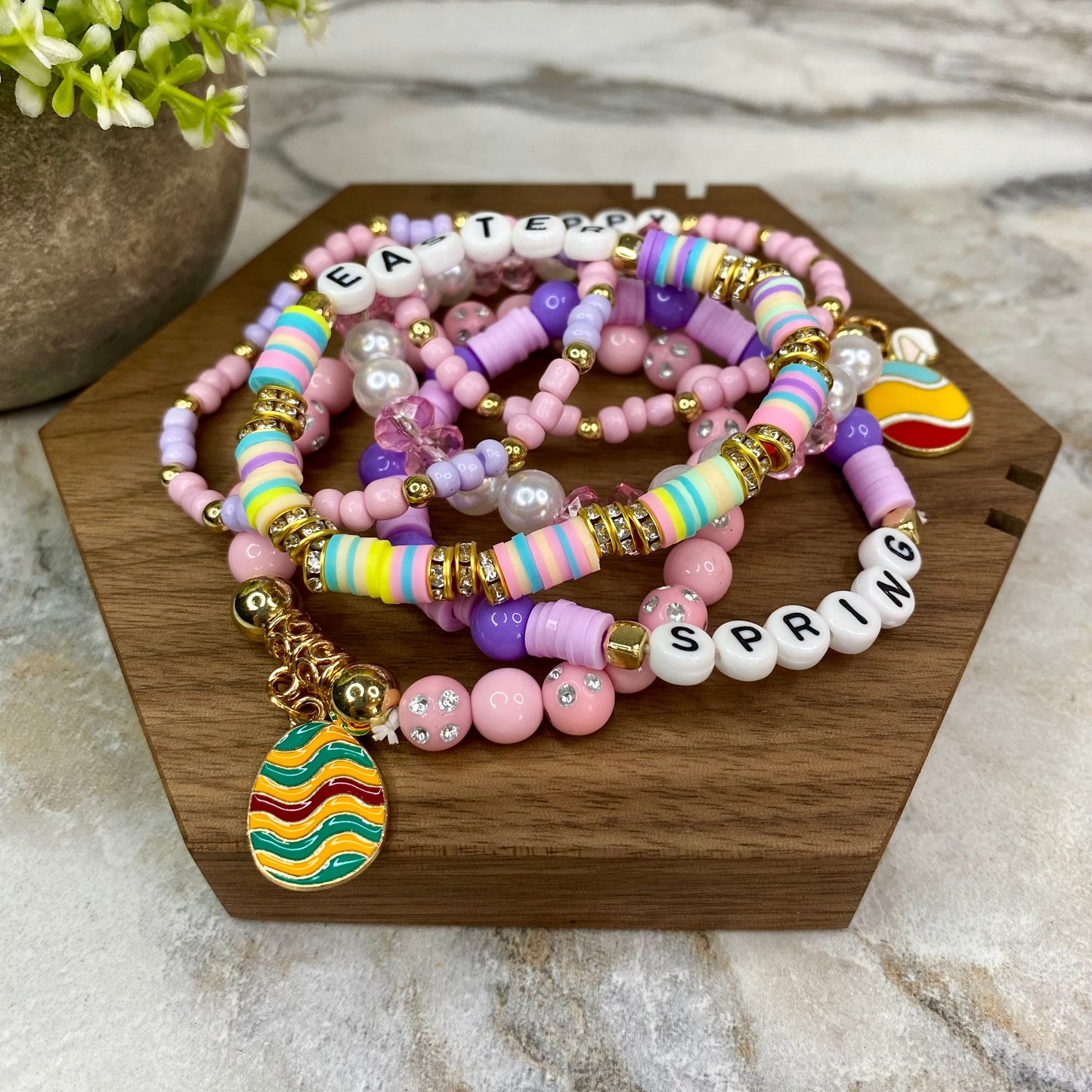 Bracelet - Clay + Bead - Easter Mix #3