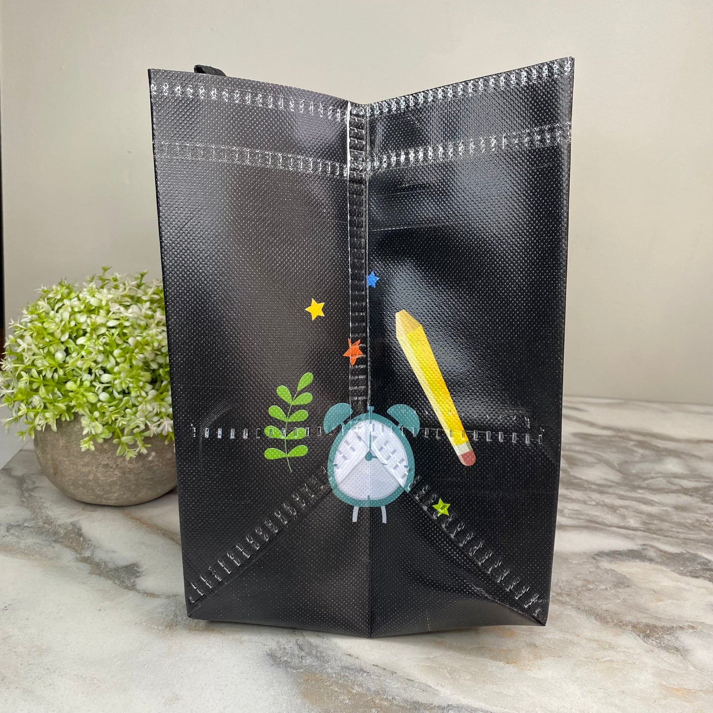 Reusable Tote Bag - Teacher - Teach Love Inspire on Black