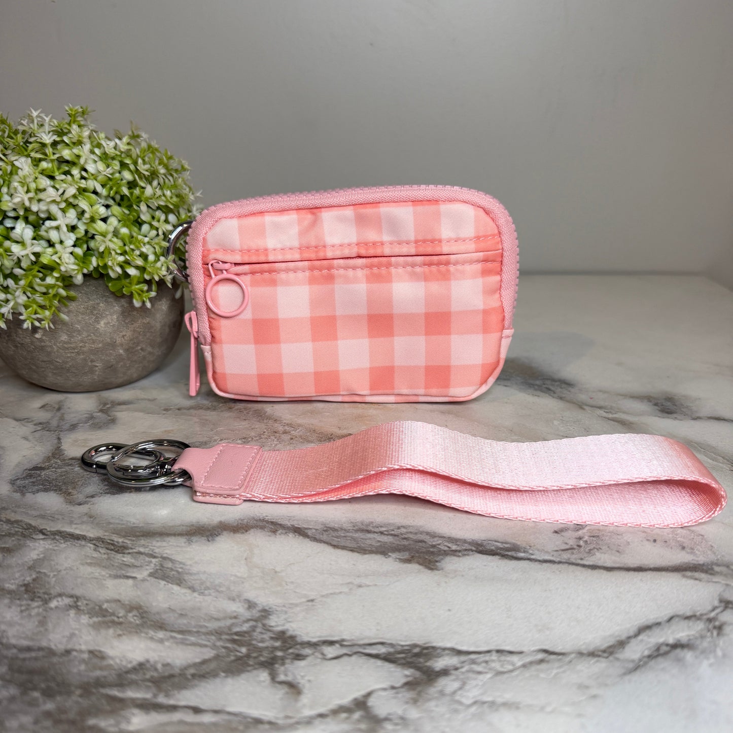 Rue - Nylon Wristlet Wallet - Pink Plaid