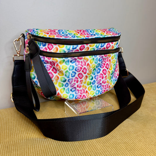 The Roni Nylon Crossbody - Lighter Rainbow Animal