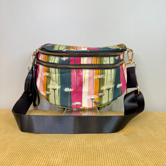 The Roni Nylon Crossbody - Daisy Stripe