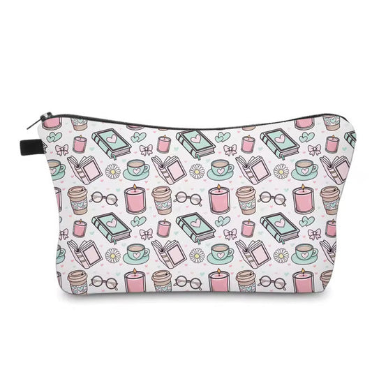 Pouch - Books Coffee Tea Daisy