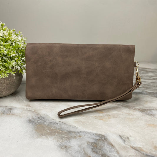 Wallet - Rectangle Soft Faux Leather - Brown