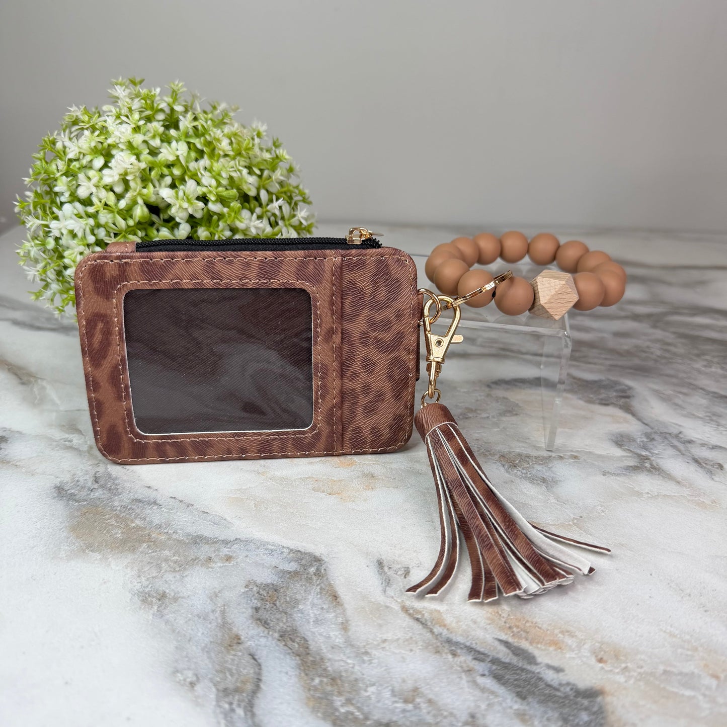 Bracelet Keychain & Card Holder Wallet - Animal Print