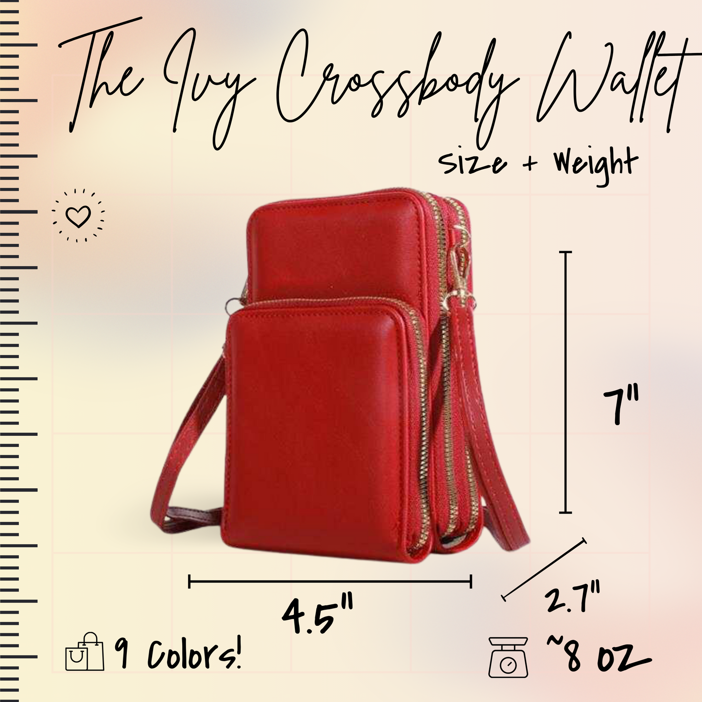 Ivy Crossbody Wallet + Purse - Medium Pink