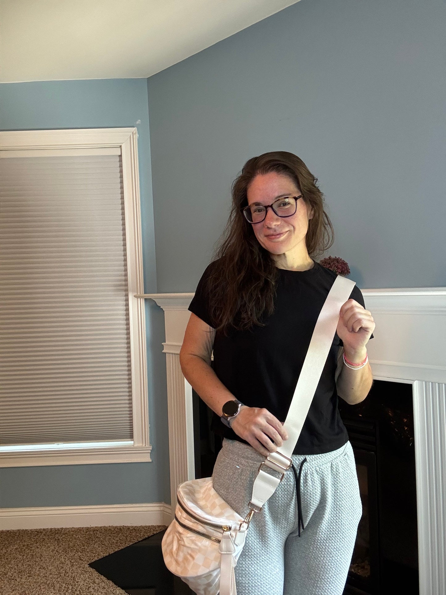 The Roni Nylon Crossbody - Checkered Beige