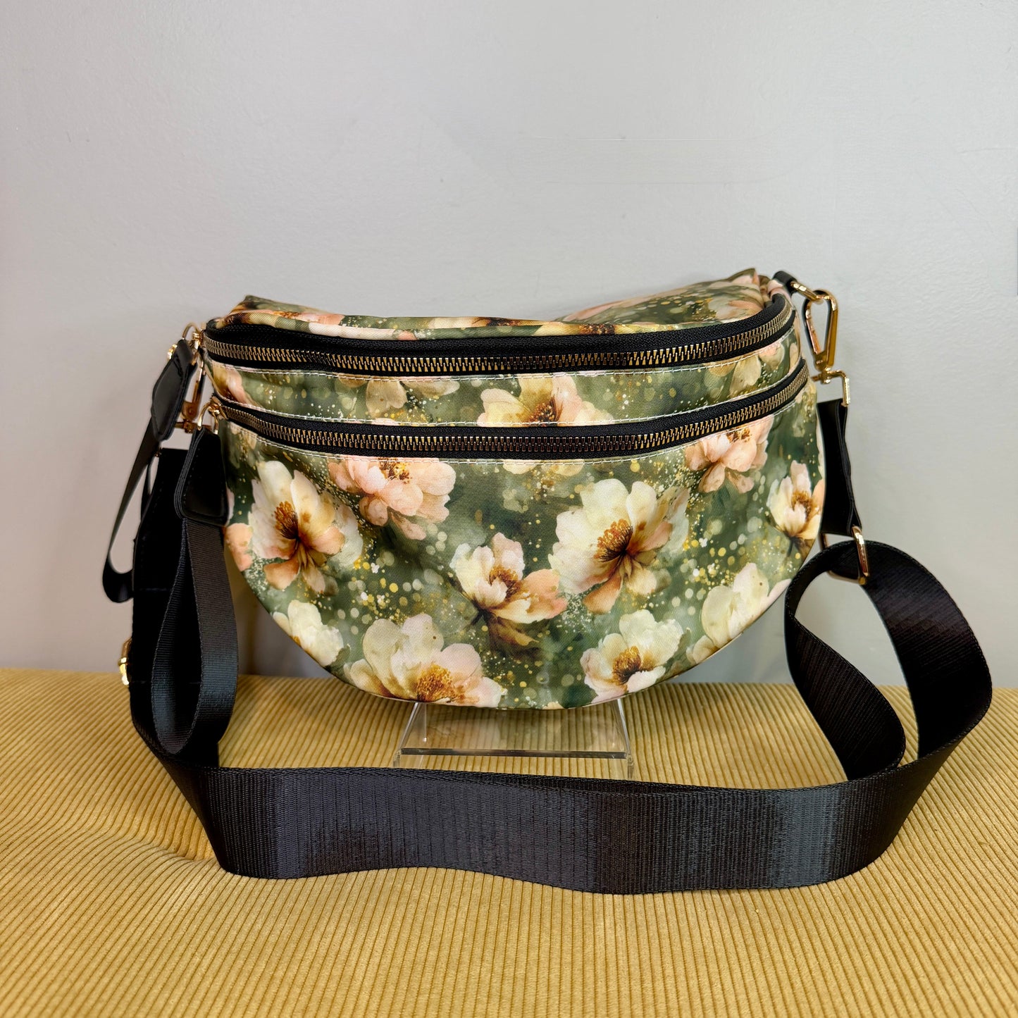 The Roni Nylon Crossbody - Floral Green Magnolia