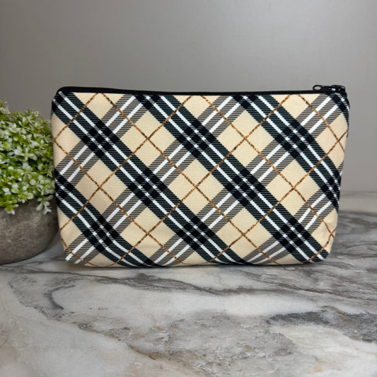 Pouch - Plaid Tan & Gold