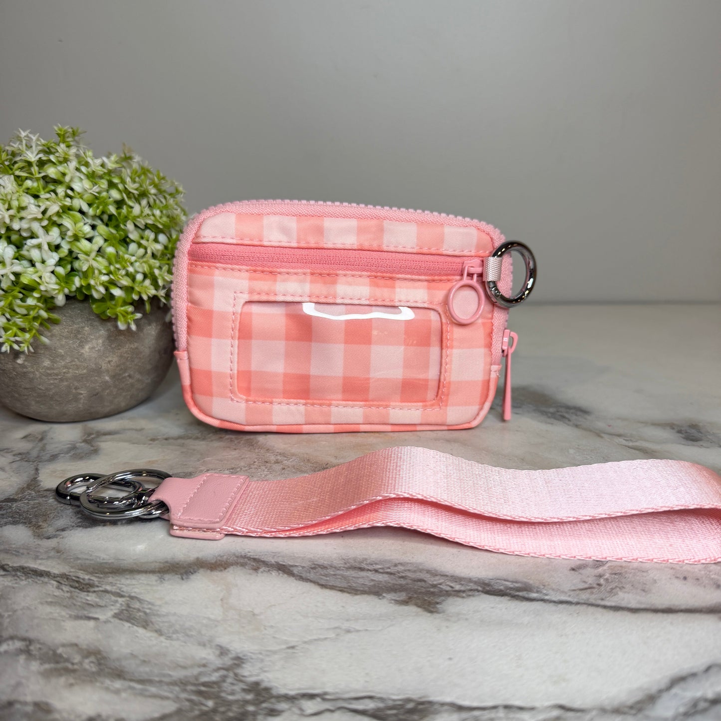 Rue - Nylon Wristlet Wallet - Pink Plaid