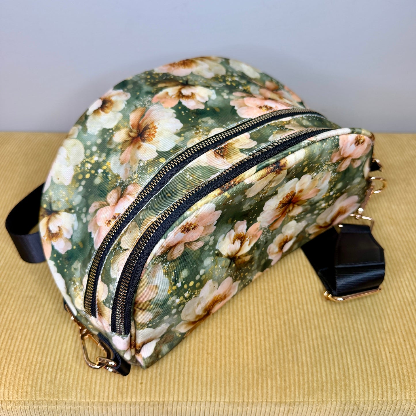 The Roni Nylon Crossbody - Floral Green Magnolia