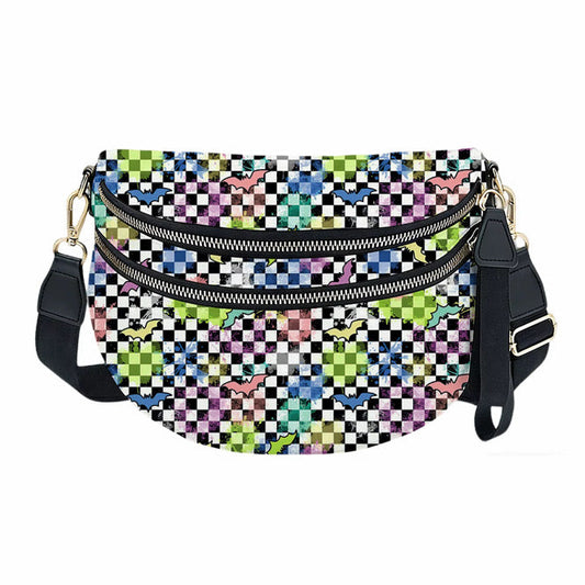 The Roni Nylon Crossbody - Rainbow Bat Checker