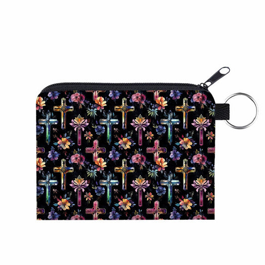 Mini Pouch - Religious Stained Glass Cross