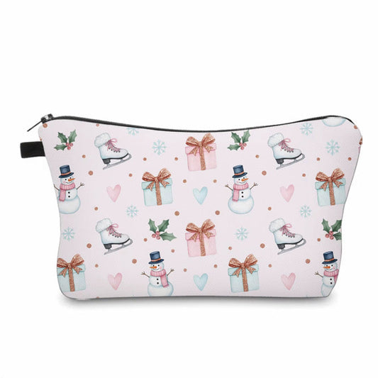 Pouch - Christmas - Pink Ice Skate Snowman