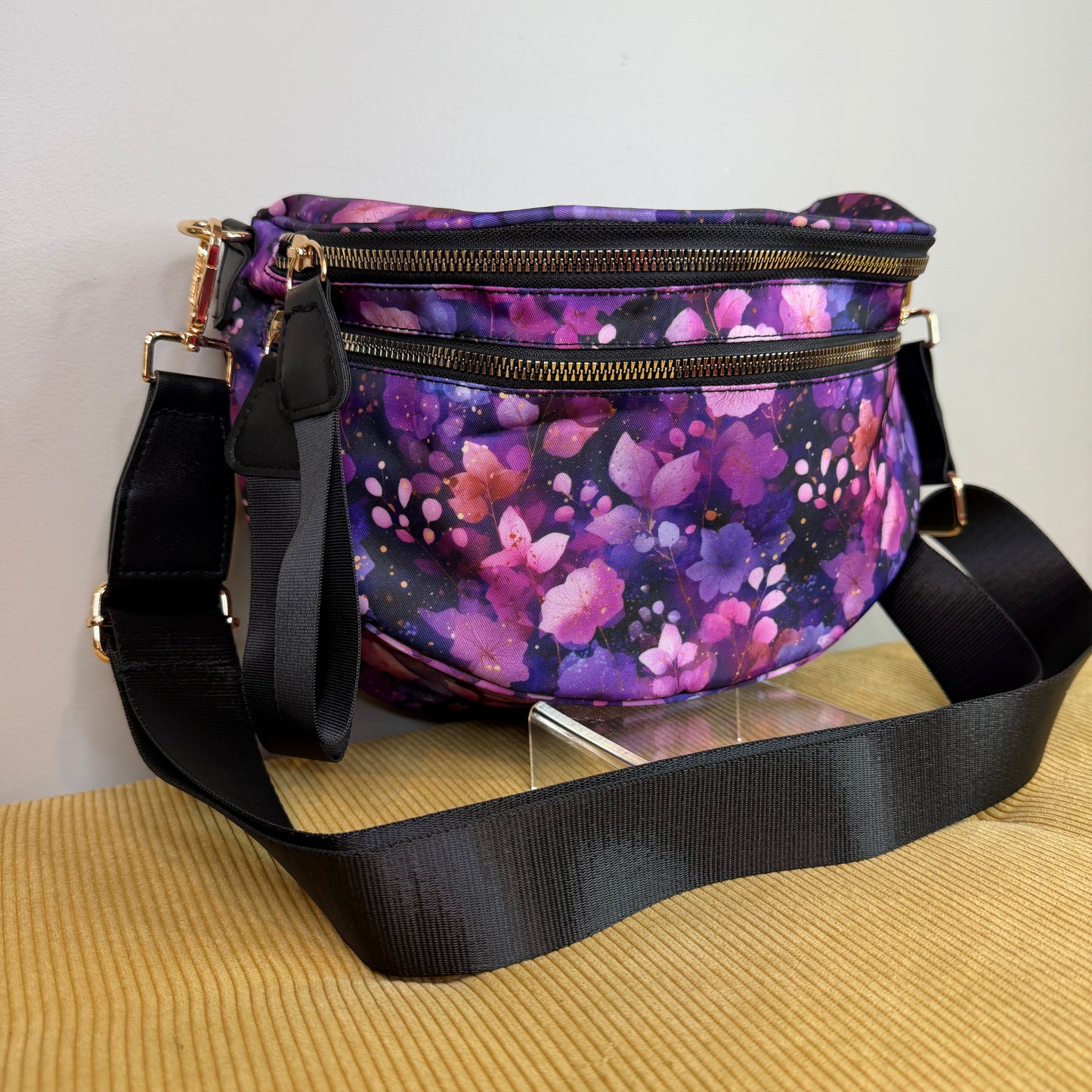 The Roni Nylon Crossbody - Purple Floral
