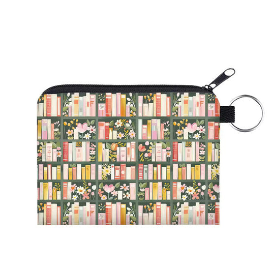 Mini Pouch - Books Olive Green Shelf