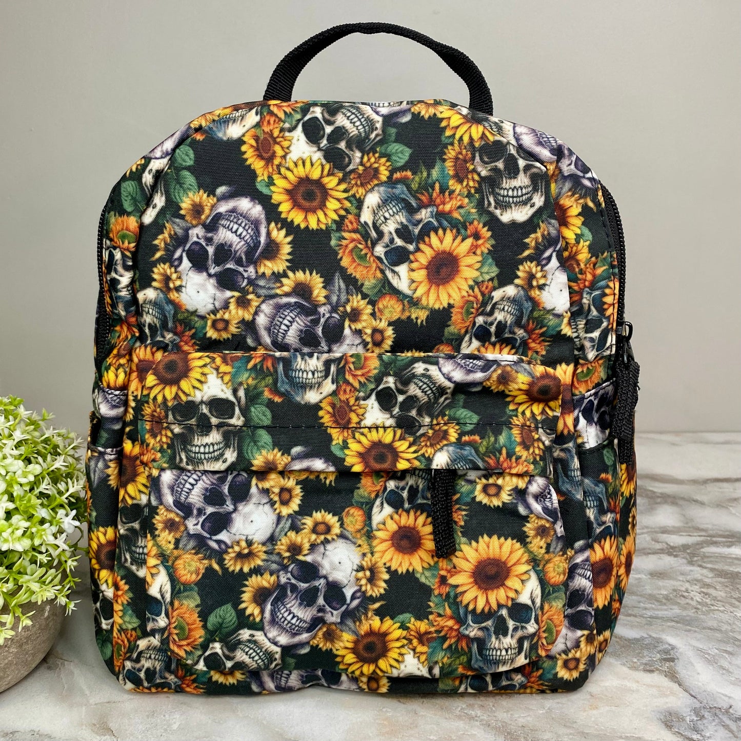 Mini Backpack - Skull Sunflower