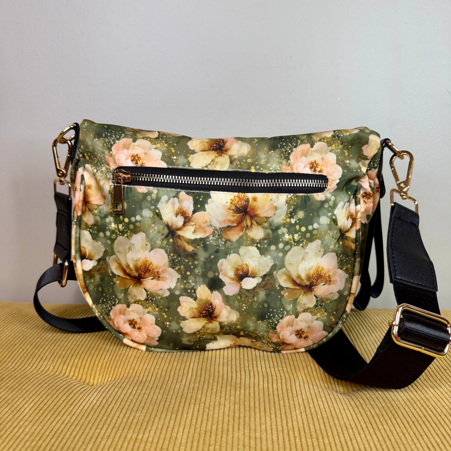 The Roni Nylon Crossbody - Floral Green Magnolia