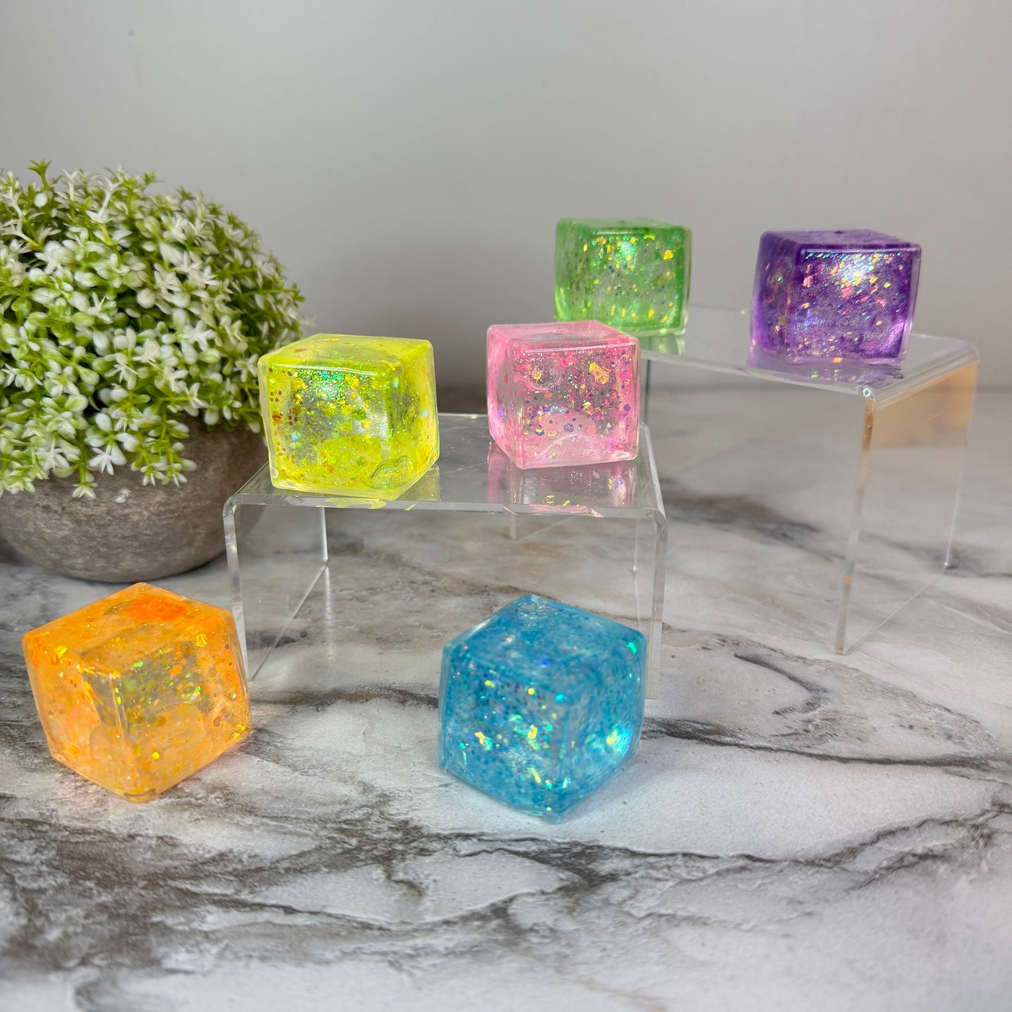 Squishy Toy - Square Glitter Cube