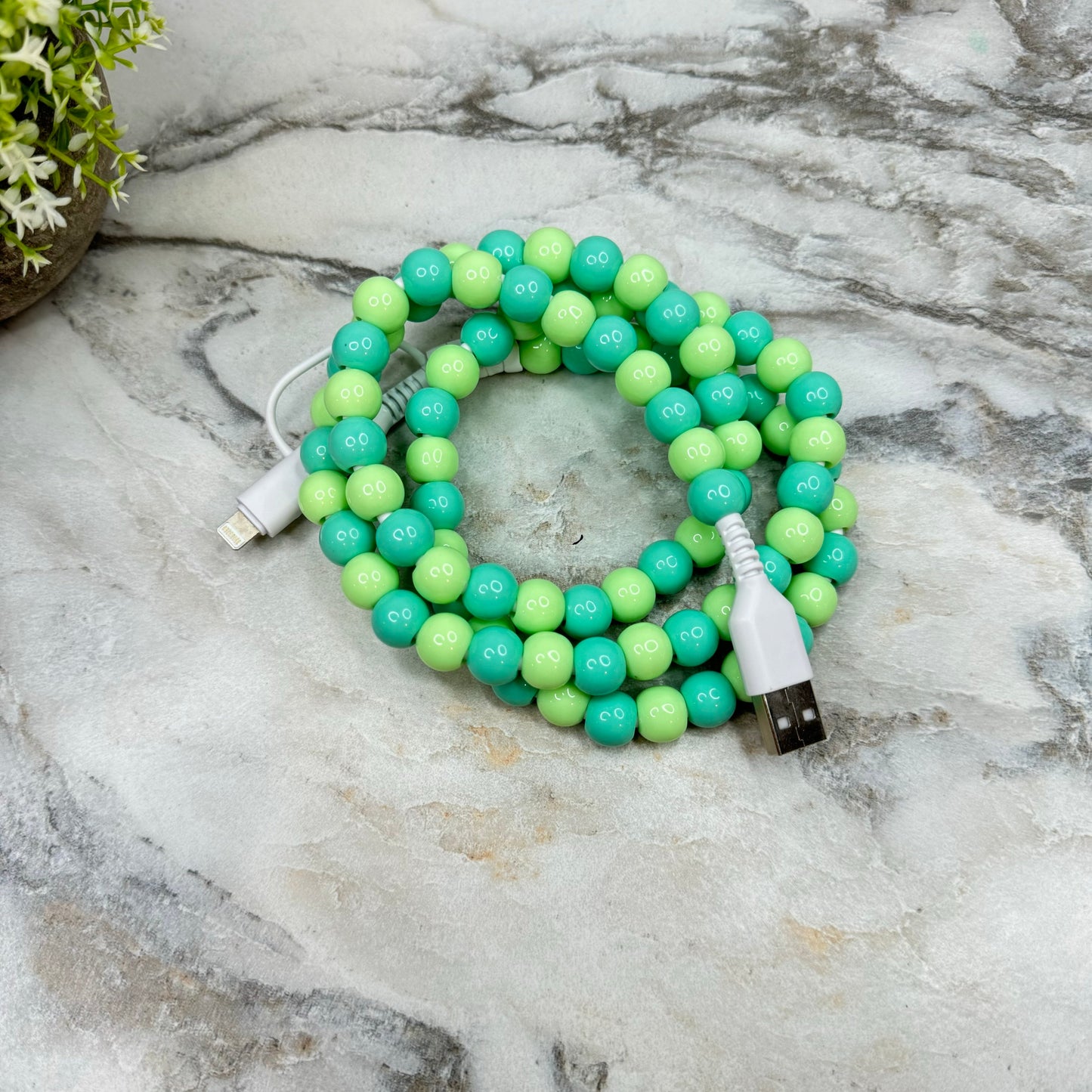 Charging Cord - Beaded - Mint