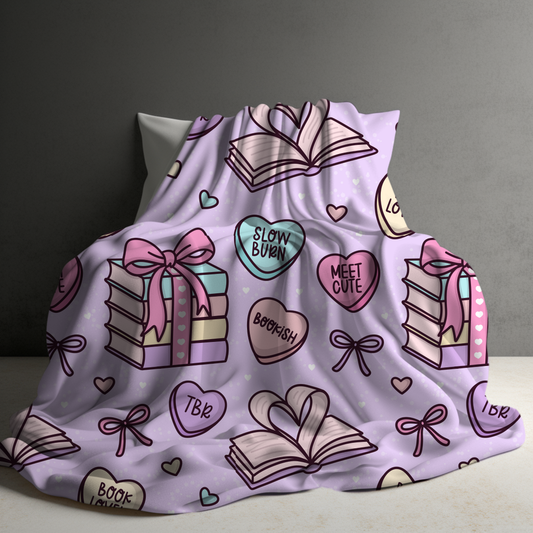 Blanket - Valentine’s Day - Book Hearts Purple - PREORDER