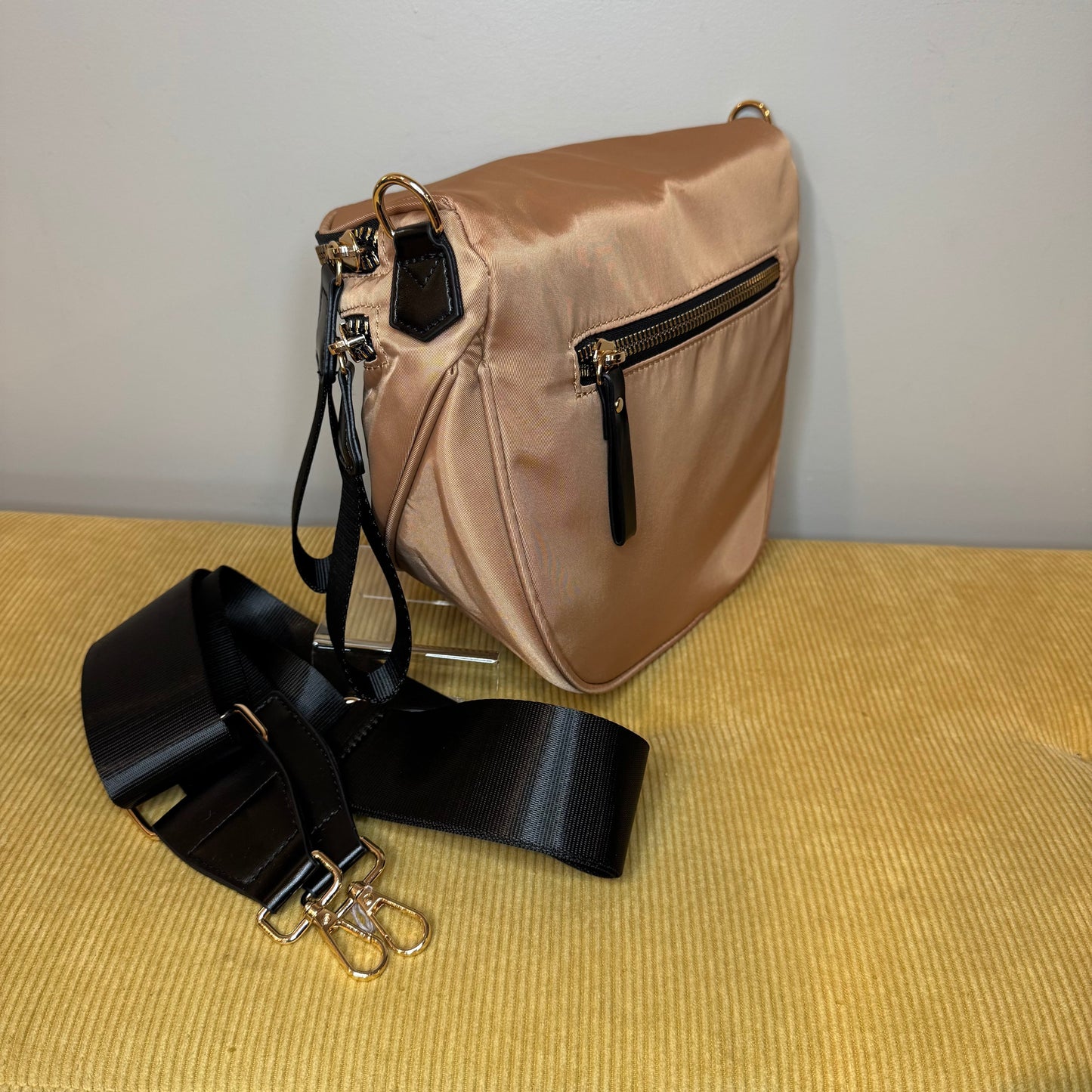 The Roni Nylon Crossbody - Bronze + Black