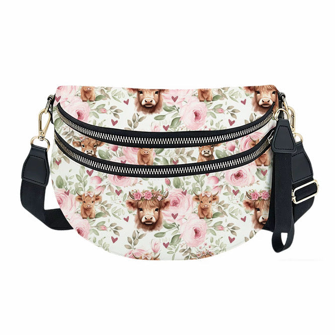 The Roni Nylon Crossbody - Highland Cow Pink Floral