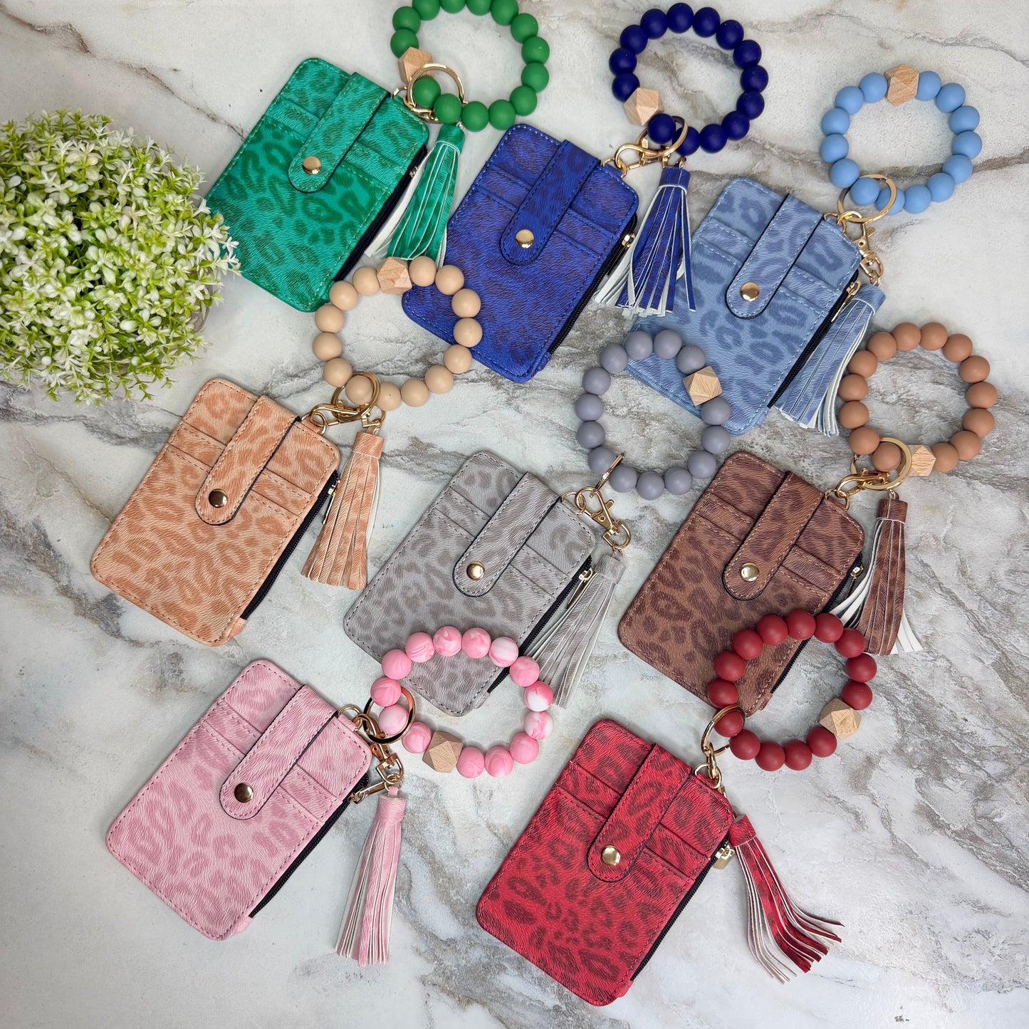 Bracelet Keychain & Card Holder Wallet - Animal Print