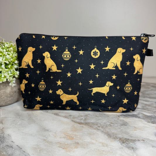Pouch - Christmas Holiday - Dog Gold Black