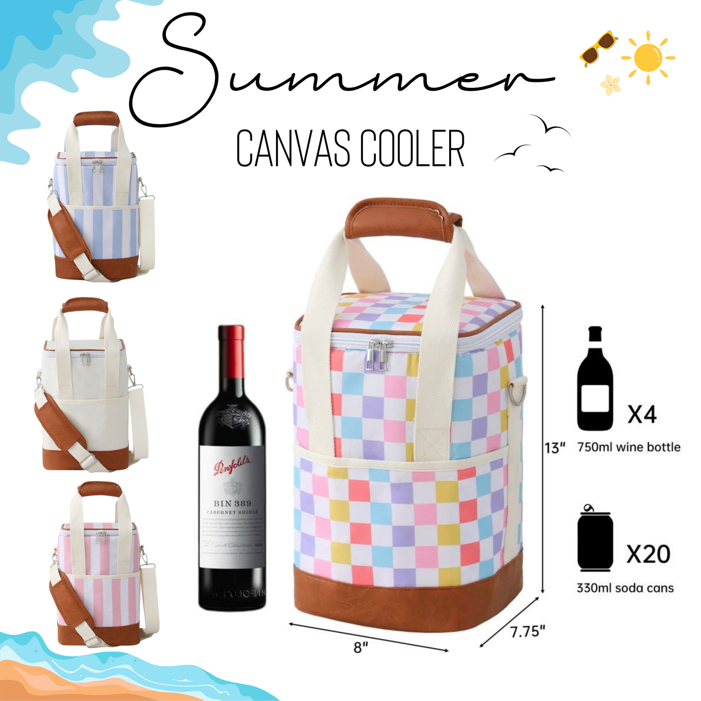 Summer - Canvas Cooler - PREORDER 4/14-4/17
