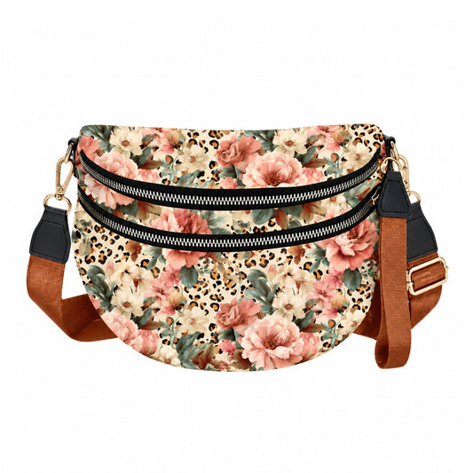 The Roni Nylon Crossbody - Floral Animal Print Bronze