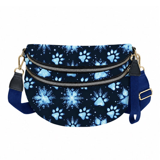 The Roni Nylon Crossbody - Christmas Paw Print Dog Snowflake