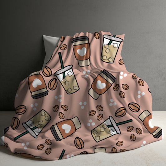 Blanket - Coffee Hearts Pink