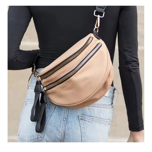 The Roni Nylon Crossbody - Peach + Black - PREORDER