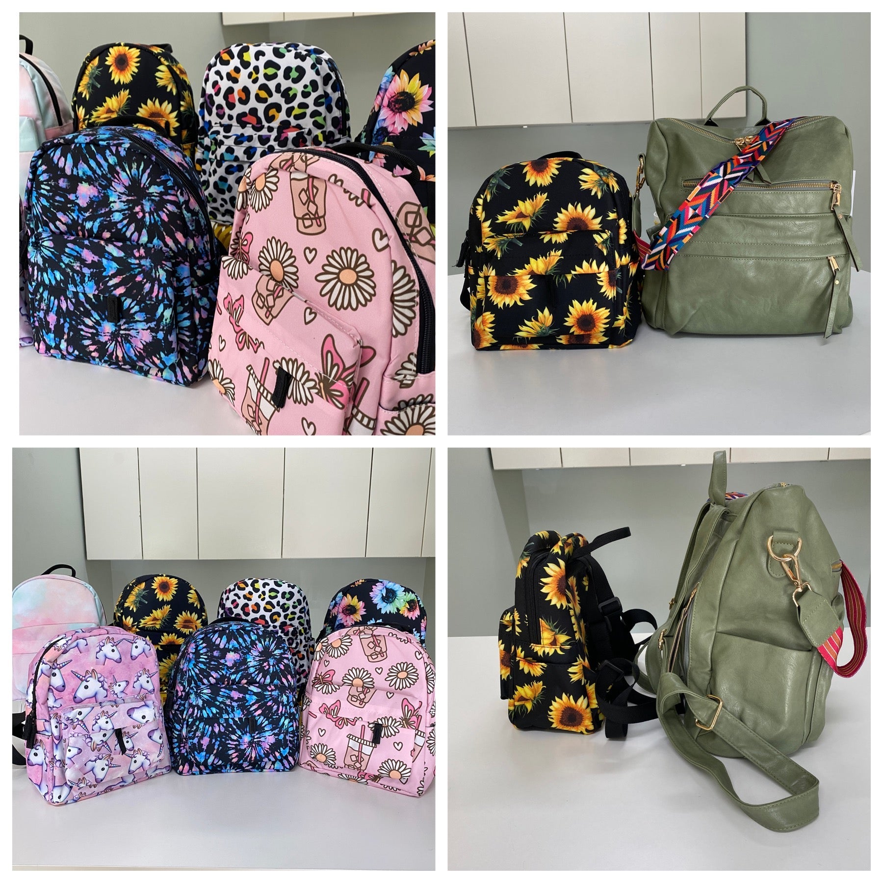 ful mini backpack Flower Garden Colorful print on vegan leather material Ful Backpack Red, Maroon